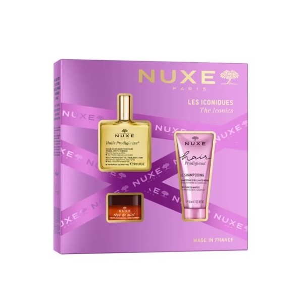 Nuxe Cofre Huile Prodigieuse + Champú 50 Ml + Rêve De Miel Bálsamo Labios