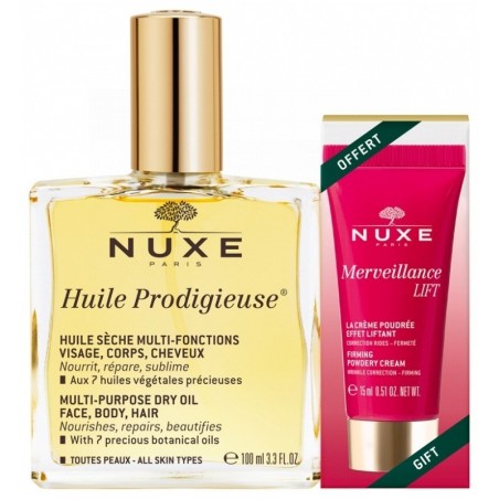 Nuxe Huile Prodigieuse 100ml + Merveillance Lift Crema 15ml