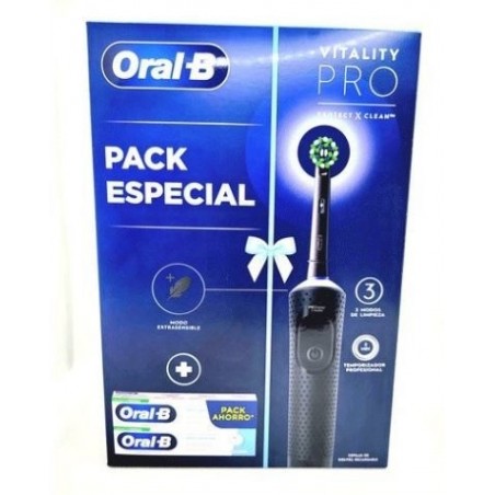 Oral-B Cepillo Eléctrico Vitality Pro Negro + Duplo Pasta 2 x 100ml