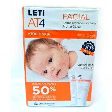 Leti AT4 Crema Facial Piel Atópica Duplo 2 x 50ml