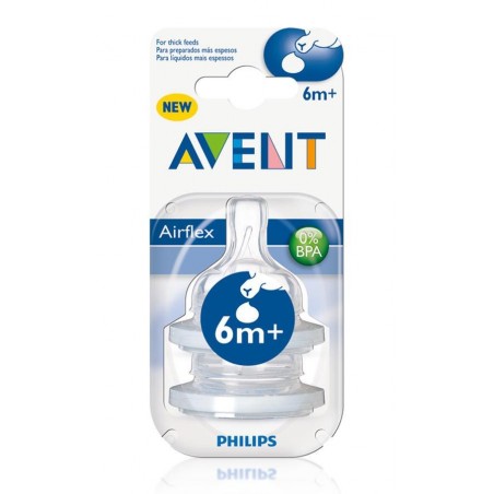 Tetina Silicona para Alimentos Espesos Avent Philips + 6 M 2 Tetinas